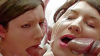 Filling Lady Tiffanys mouth with cocks at bukkake party